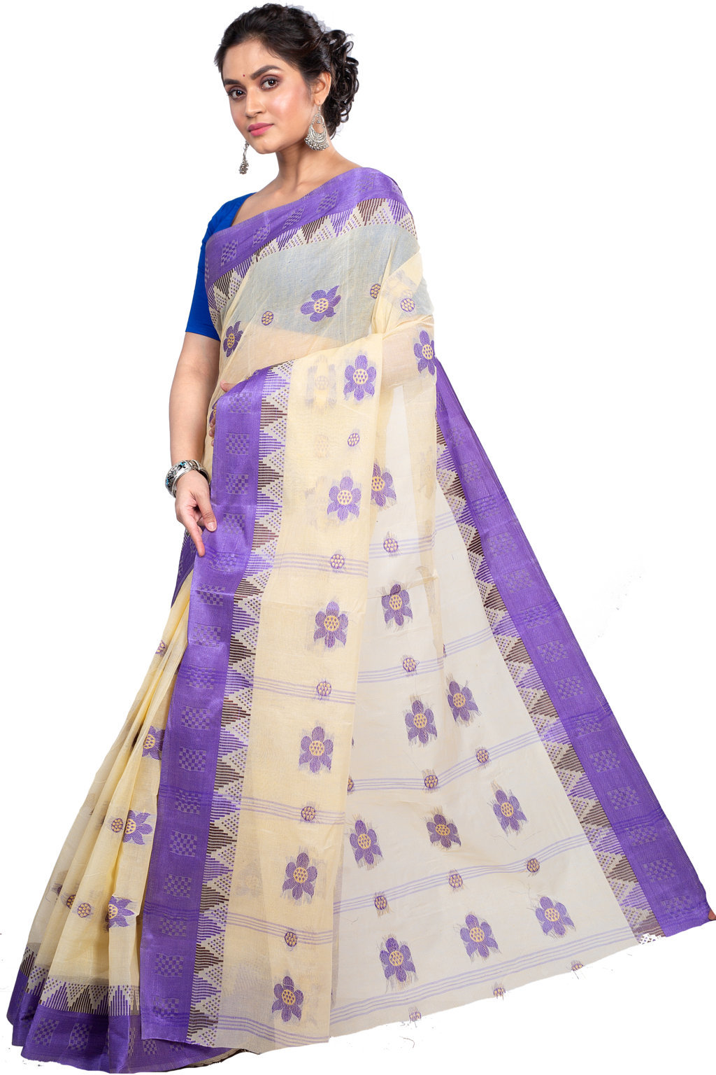 Violet Pure Cotton Palasful Tant Saree (898)